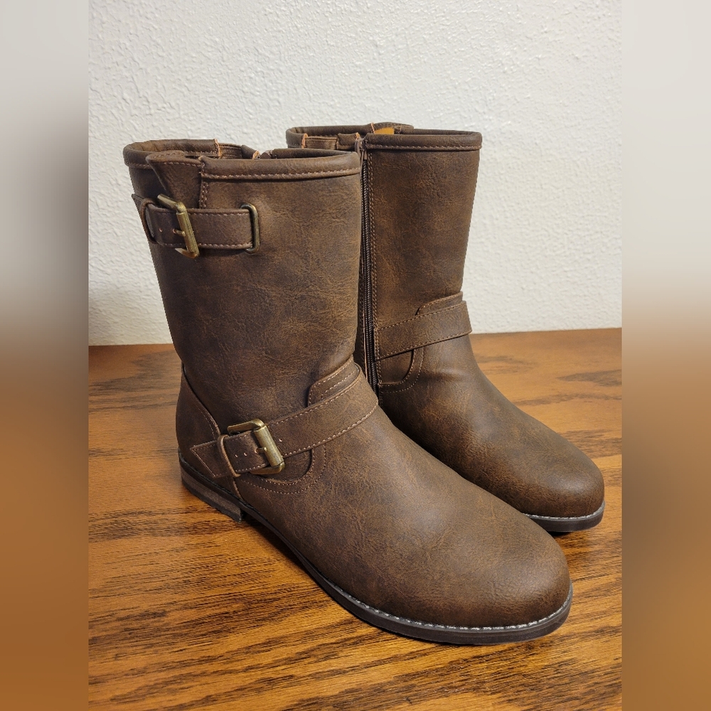 Lane Bryant Womens Buckle Ankle Boots.  Weathered Brown.  11W.  Wide Calf.